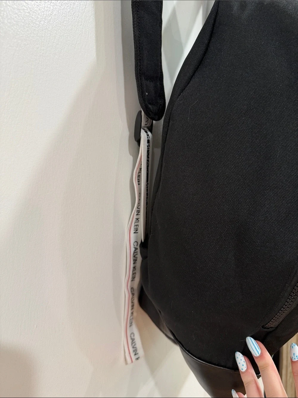 Calvin Klein Black Canvas 'CK Everyone' Backpack with Leather Trim